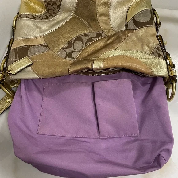 Coach Carly Gold Patchwork Shoulder Bag F14005 EUC - Picture 12 of 15